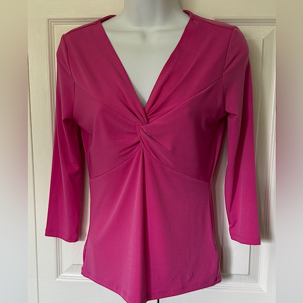 Michael Kors 3/4 Sleeve Pink Stretch Top Casual Colorful Cute!